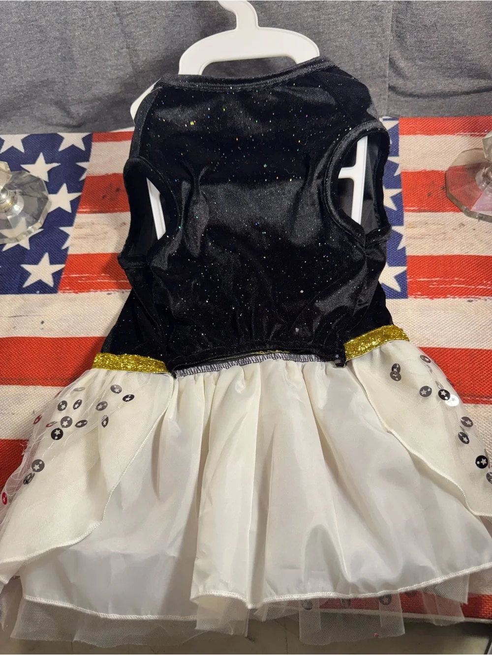Top Paw Black Velvet & Gold Sequin Tulle Dog Dress